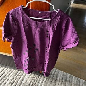 NWT Embellished Purple Women's Top with Button Detail